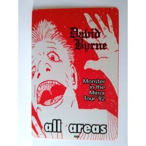 David Byrne Monster In The Mirror Backstage Pass Vintage 1992 Tour Talking Heads